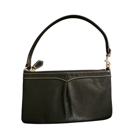 Dooney & Bourke Black Genuine Calf Leather Pleated Wristlet - Picture 7 of 9